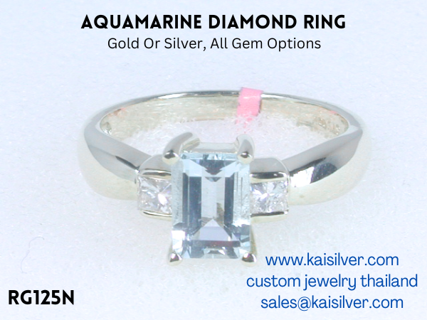 custom gold or silver gemstone ring aquamarine ring