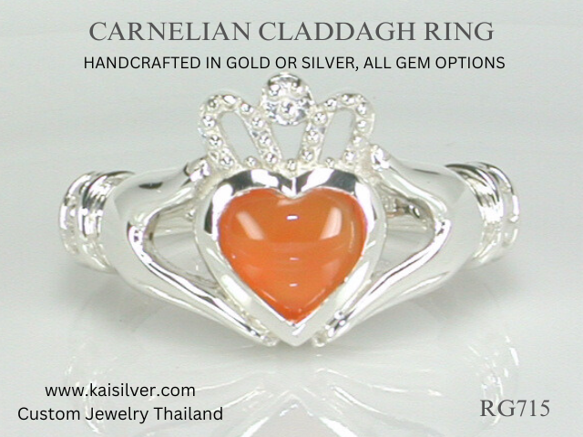 carnelian gem ring the claddagh