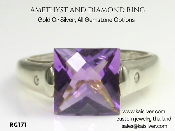 amethyst gold or silver gem ring